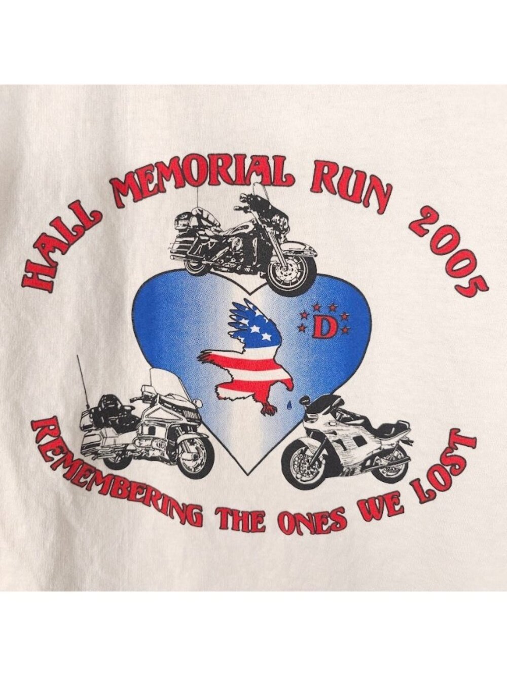 Vintage Motorcycle T Shirt Mens Size Large White Y2K 2005 Hall Memorial Run - Picture 5 of 7